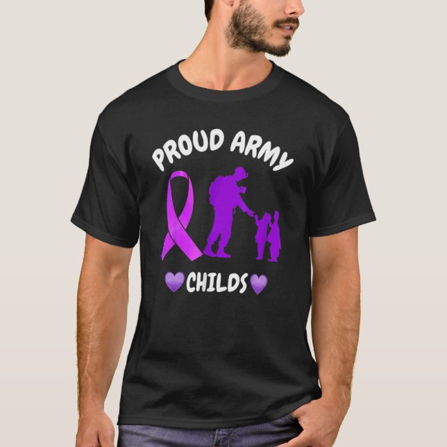 Camiseta Abril Mes Púrpura De Niños Militares Boots Amer (Anverso)