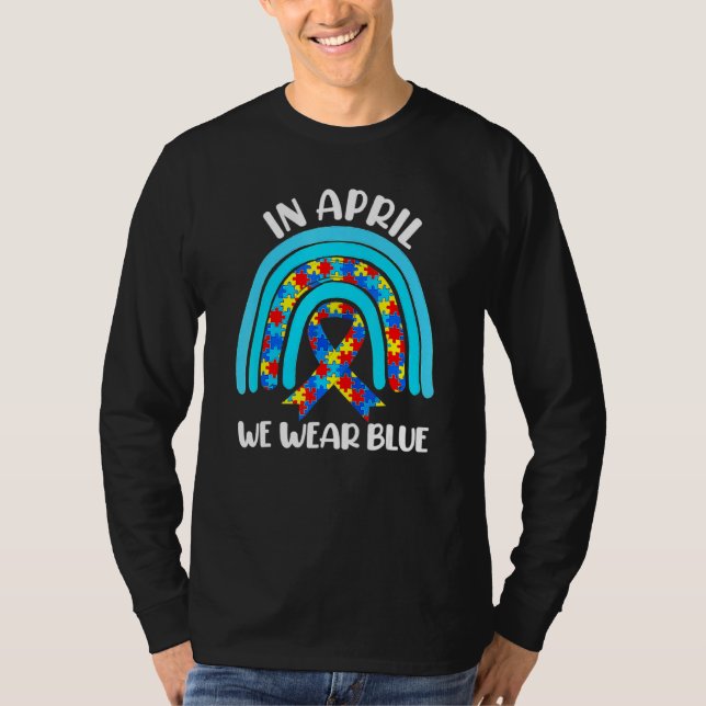 Camiseta Abril Usamos Autismo Arcoiris Azul Concienciación  (Anverso)
