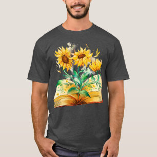 Camiseta Abrir libro girasoles libro lectura lectura de lec
