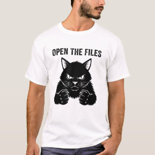 Camiseta Abrir Los Archivos" Puños de Gato Negro Enojado - 