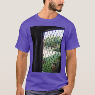 Camiseta Abrir ventana con entramado mirando el jardín afri