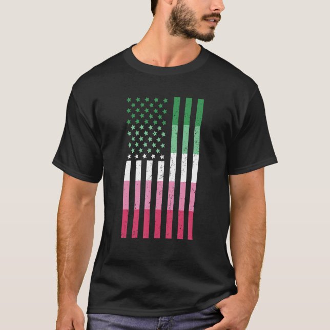 Camiseta Abrosexualidad Queer Bandera Estadounidense Orgull (Anverso)
