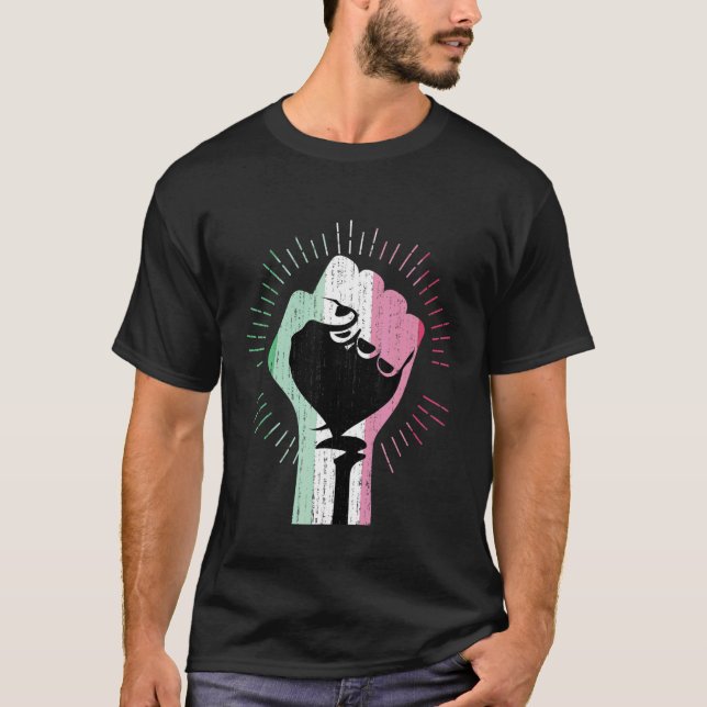 Camiseta Abrosexuality Flag Pride Fist Queer Lgbt Abrosexua (Anverso)