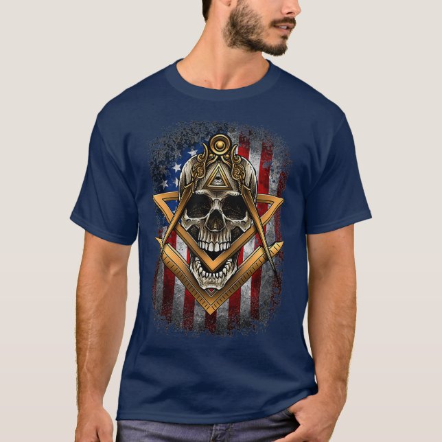 Camiseta Abrújula Masónica de Estados Unidos Bandera Americ (Anverso)