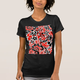 Camiseta Abrupción del patrón floral del arte folklórico ét