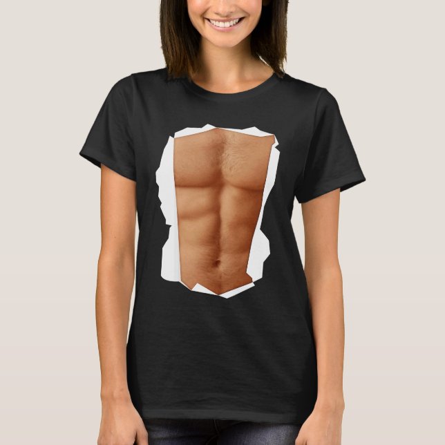 Camiseta Abs Muscles Bodybuilder Halloween Simple Costume (Anverso)