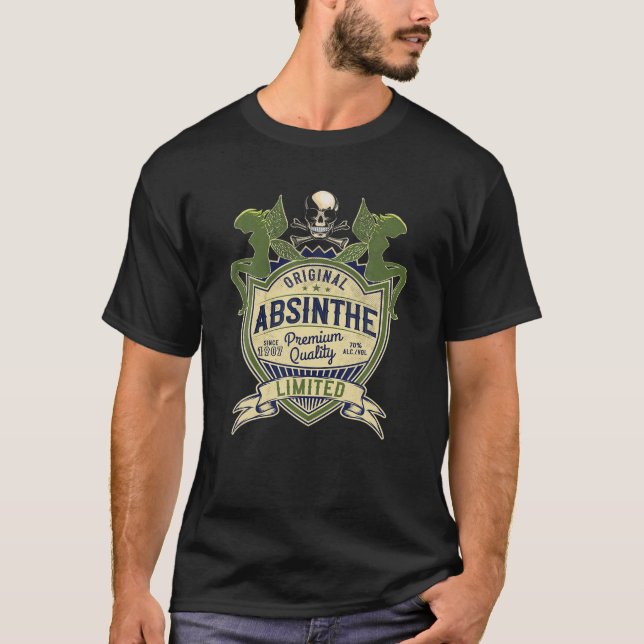 Camiseta Absinth 1907, Alcohol, Hada, Calavera, Licor, Part (Anverso)
