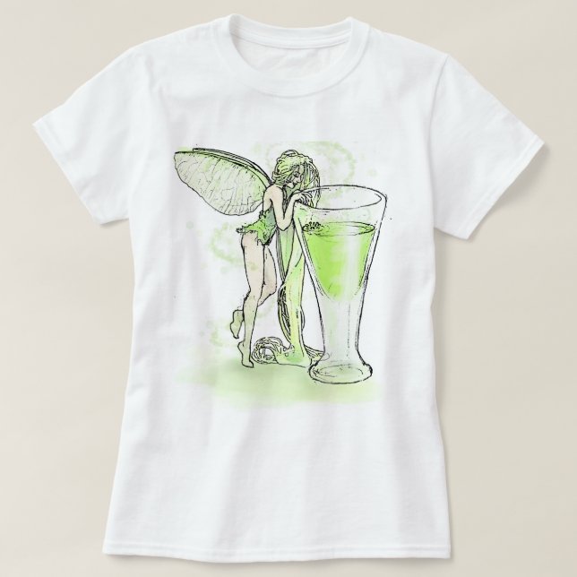 Camiseta Absinthe La Fee Verte Fairy With Glass (no hay tex (Diseño del anverso)