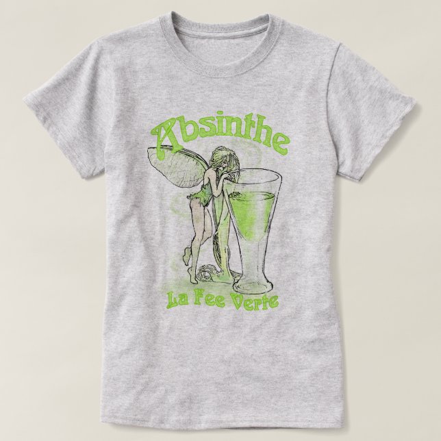Camiseta Absinthe La Fee Verte Hada Con Vaso (Diseño del anverso)