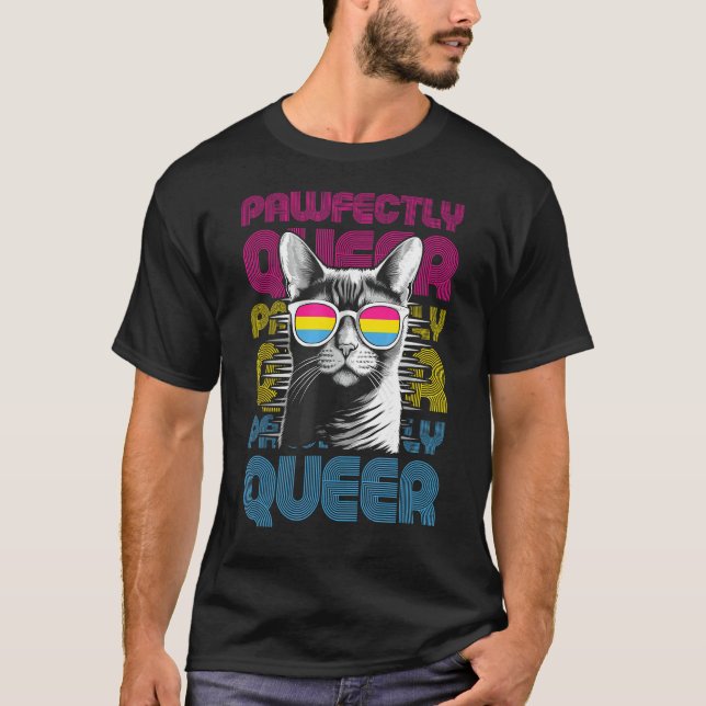Camiseta Absolutamente queer  gato con gafas de sol orgullo (Anverso)
