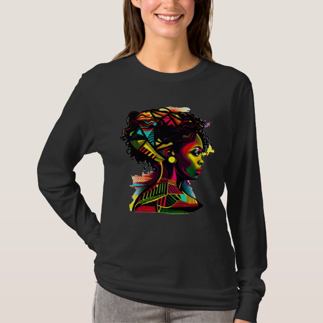 Camiseta Abstract African Attire Beautiful Black Queen Colo (Anverso)