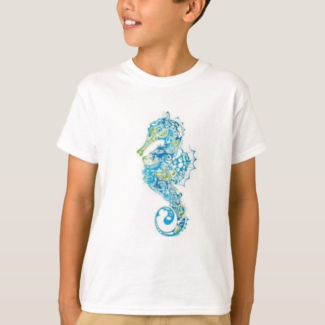 Camiseta Abstract Blue Seahorse (Anverso)