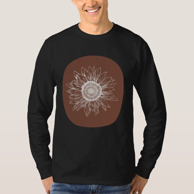 Camiseta Abstract Brown Pastel Boho Sunflower Minimalistic  (Anverso)