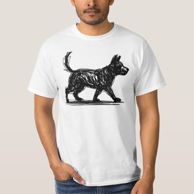 Camiseta Abstract Dog Line Art  Minimalist Scribble Dog Mod (Anverso)