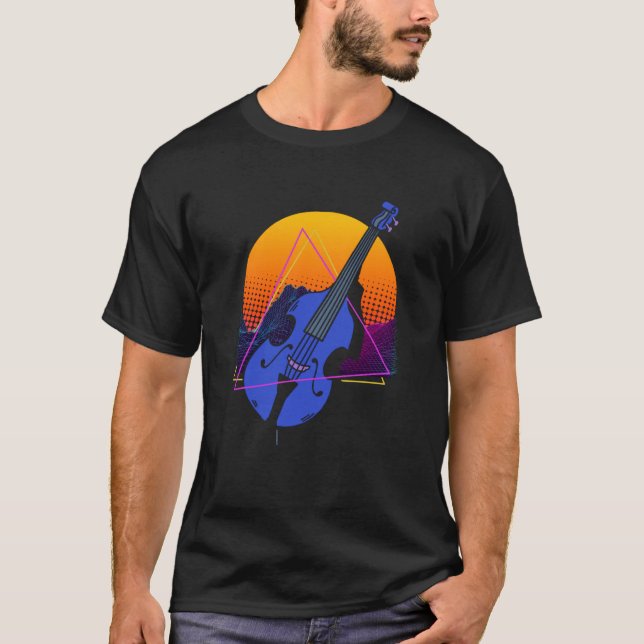Camiseta Abstract Double Bass Jazz Musician Contrabass Play (Anverso)