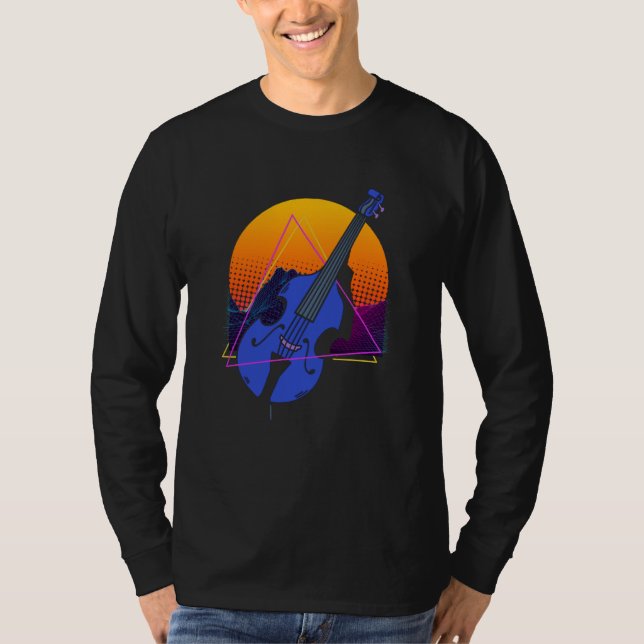 Camiseta Abstract Double Bass Jazz Musician Contrabass Play (Anverso)