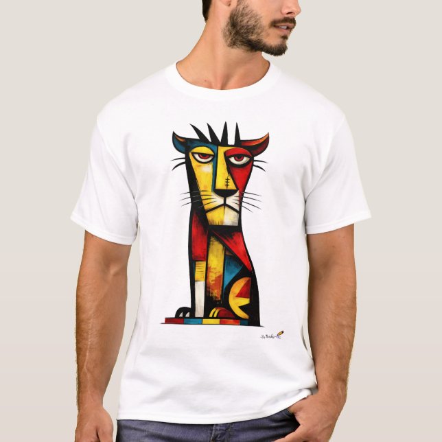 Camiseta Abstract Expressionist Lion Geometric Modern Art (Anverso)