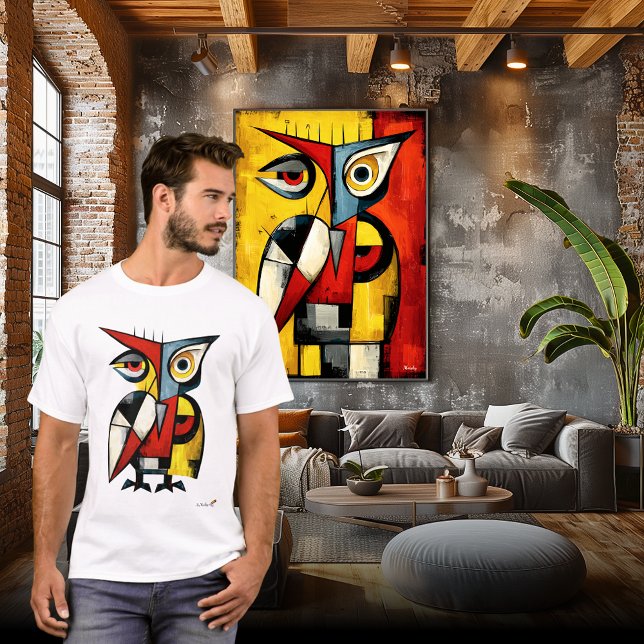Camiseta Abstract Expressionist Owl Modern Animal Art (Subido por el creador)