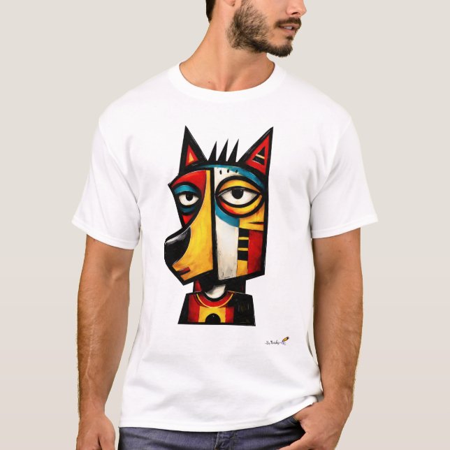 Camiseta Abstract Expressionist Wolf Geometric Modern Art (Anverso)