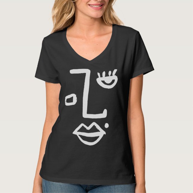 Camiseta Abstract Face One Line Women Men Kids Boys Girls T (Anverso)