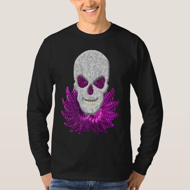 Camiseta Abstract Fantasy Lacy Skull Goth Pink Eyes (Anverso)