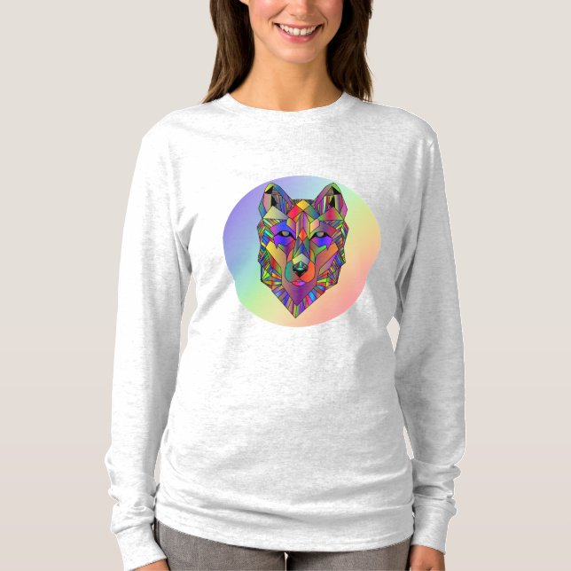 Camiseta Abstract geomatrical cubic wolf art (Anverso)