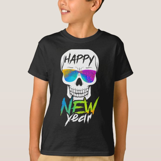 Camiseta Abstract Happy New Skull Year  (Anverso)