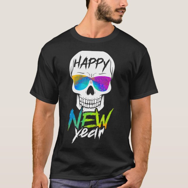 Camiseta Abstract Happy New Skull Year  (Anverso)