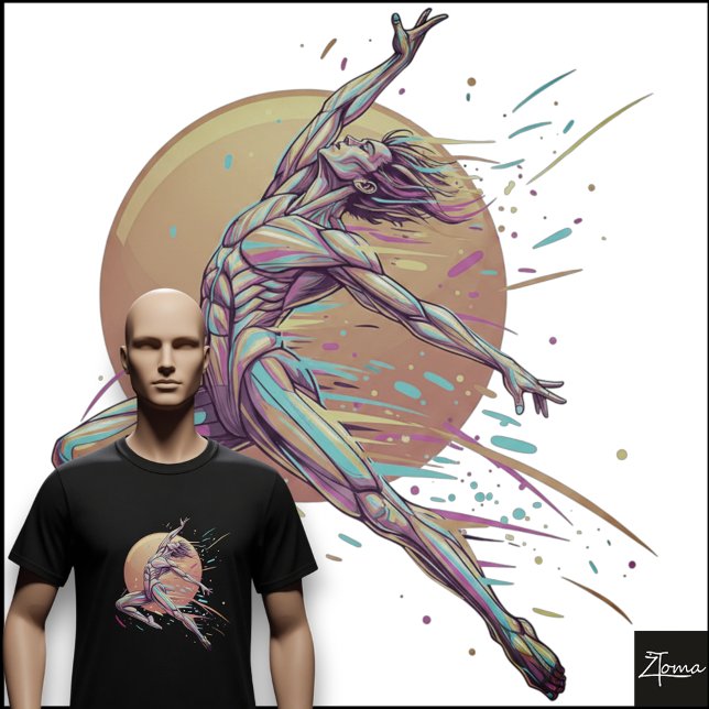 Camiseta Abstract Male Dancer Neon Leaping Figure (Subido por el creador)