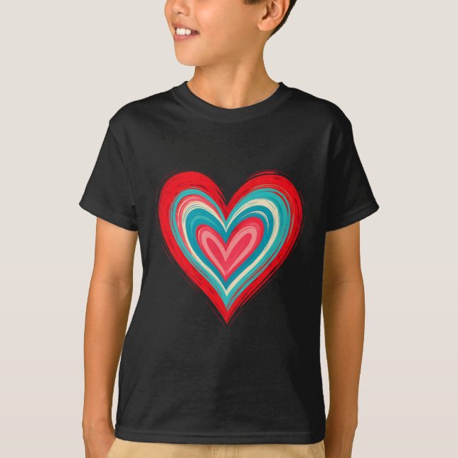 Camiseta Abstract Painted Heart Valentine Love Art  (Anverso)
