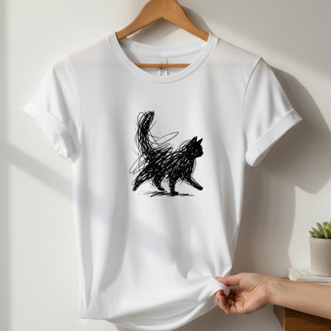 Camiseta Abstract Scribble Cat Art Women's White T-Shirt  (Subido por el creador)