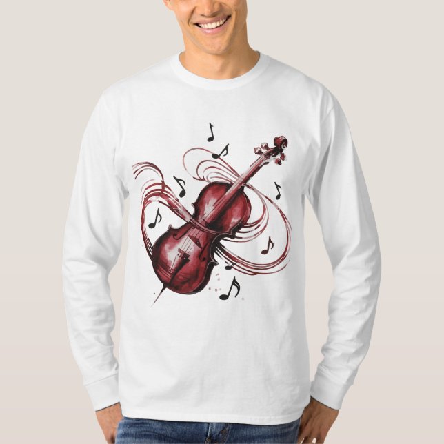 Camiseta abstract violin Men's basic long-sleeved (Anverso)