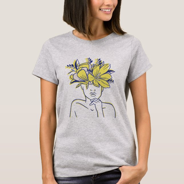 Camiseta Abstract Woman and Flowers (Anverso)