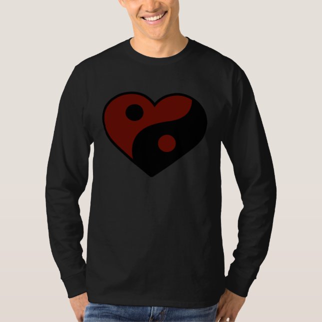 CAMISETA ABSTRACT YIN YANG BLACK AND DARK RED PEACE SYMBOL (Anverso)