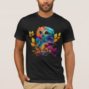 Camiseta abstracta colorida de búho