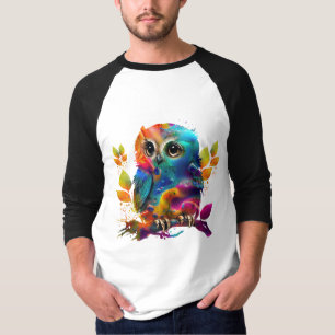 Camiseta abstracta colorida de búho
