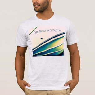 Camiseta abstracta de barco en azul