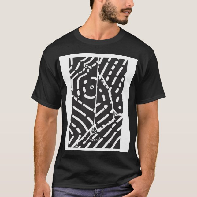 Camiseta abstracta en blanco y negro (Anverso)