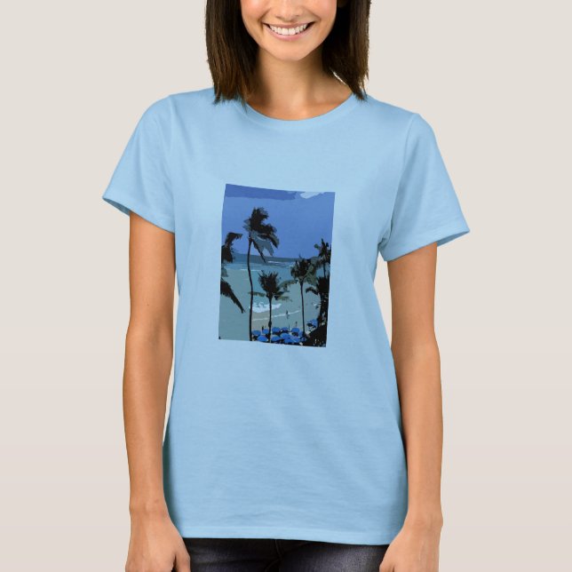 Camiseta abstracta femenina de playa de Hawái (Anverso)