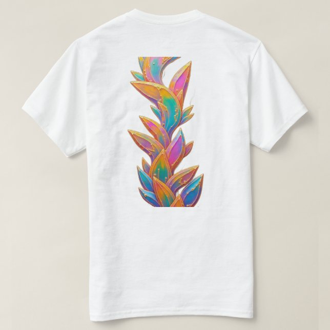 Camiseta abstracta T- de cristal de arcoíris Cyber (Reverso del diseño)