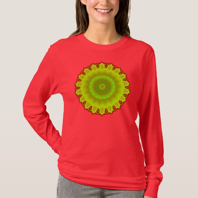 Camiseta abstracta verde de la flor (Anverso)