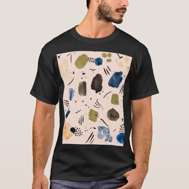 Camiseta Abstracto Acuarela: Patrón de tinta geométrica. (Anverso)