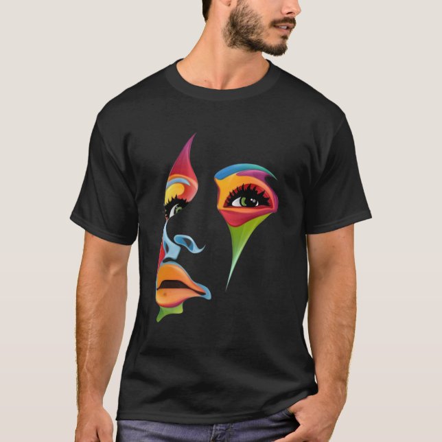 Camiseta Abstracto de cara colorida (Anverso)