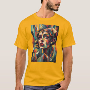 Camiseta Abstracto de la cara de una mujer colorida