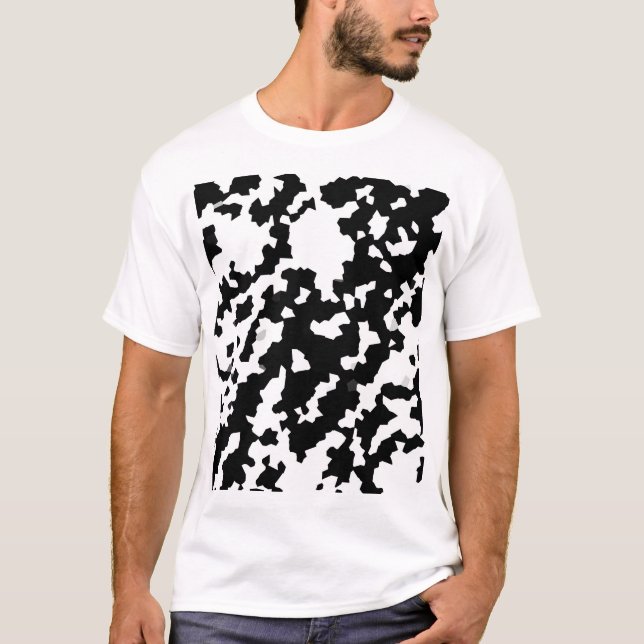 Camiseta Abstracto irregular camo negro y blanco (Anverso)