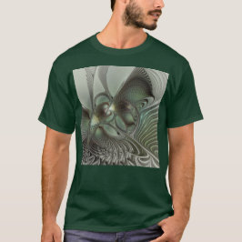 Camiseta Abstracto Olive Sage Green Grey Fractal Art Fantas