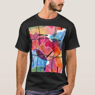 Camiseta Abstrato acuarela Patrón blanco negro