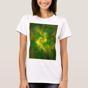 Camiseta Abstrato Flores Flores Claras Patrones Amarillos Y