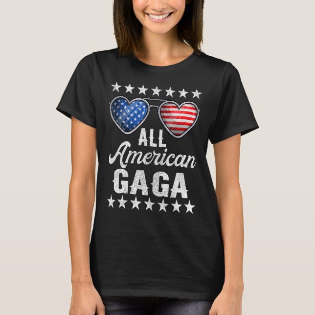 Camiseta Abuela 4 De Julio Mujeres Toda Gaga Estadounidense (Anverso)