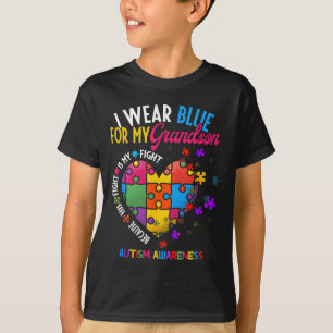 Camiseta Abuela Abuelo Llevo Azul Por Mi Nieto Autismo